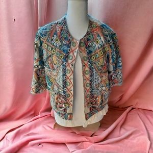 NWT Labellum By Hillary Scott Womens Hero Jacket Ivory Floral Ruffle